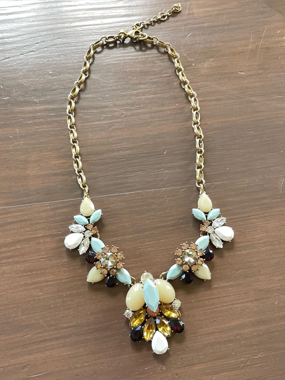 J Crew Gold Tone Chunky Rhinestone Chain Necklace